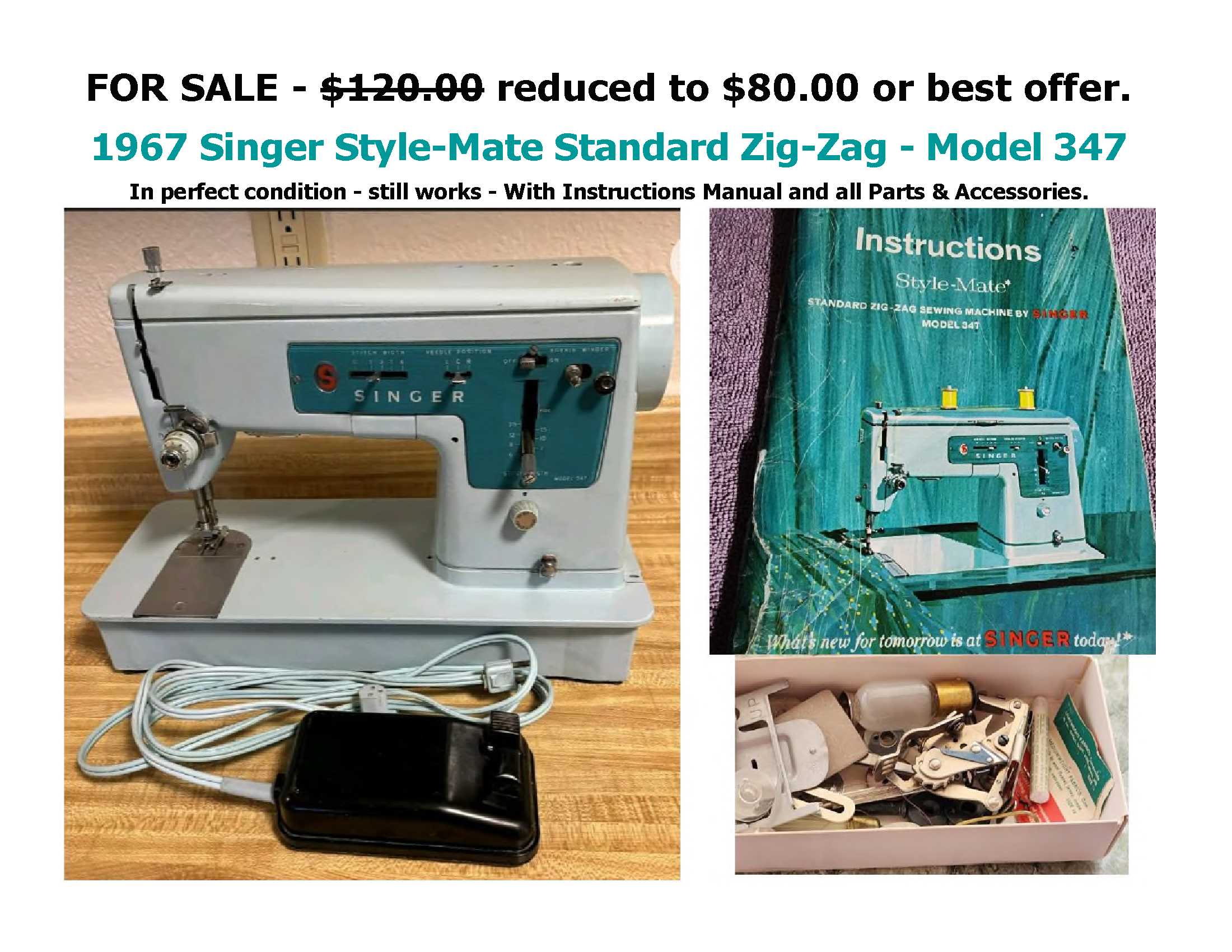 Sewing machine and Accessories - $80.jpg (22001700)